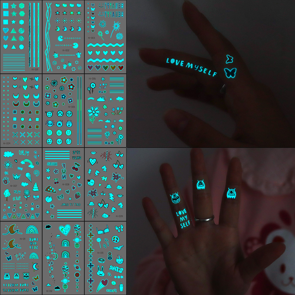 Glow In Dark Stars - Stiker Tato Menyala Dalam Gelap 12PCS