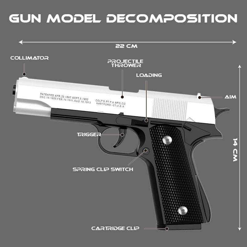 M1911 Colt Toy Gunman Gun, Can - Catapult Launcher Toy ulasan dan harga