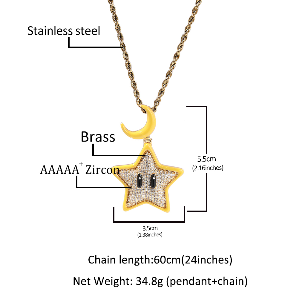 THE BLING KING Kalung Liontin  - Glow In Dark Stars ulasan dan harga