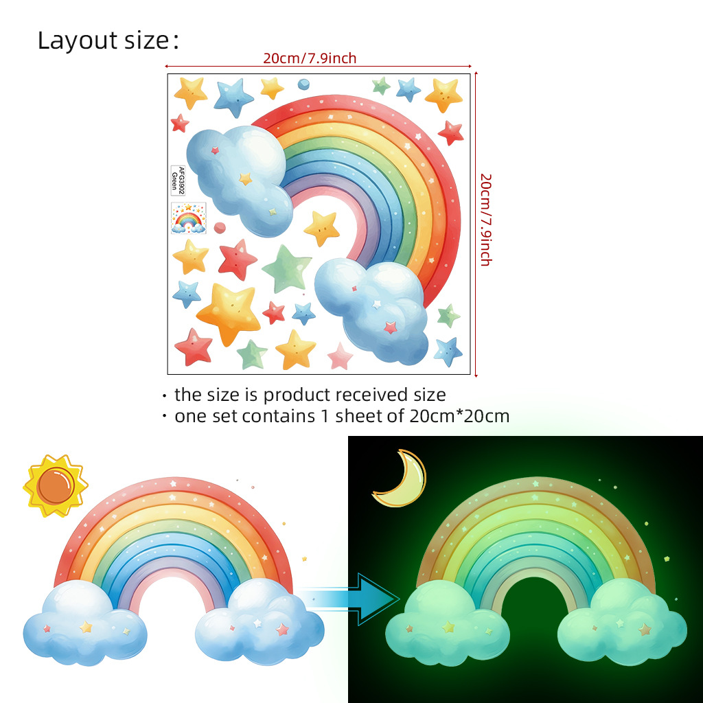 Stiker Dinding Pelangi Kartun  - Glow In Dark Stars ulasan dan harga