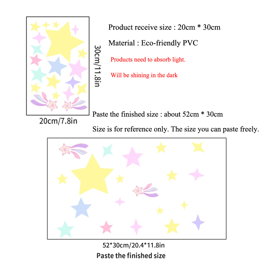 Stiker Dinding Bercahaya Binta - Glow In Dark Stars ulasan dan harga