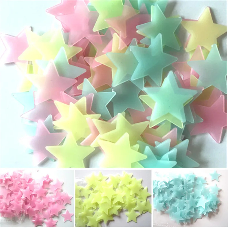 100 Buah Stiker Dinding Bintan - Glow In Dark Stars ulasan dan harga