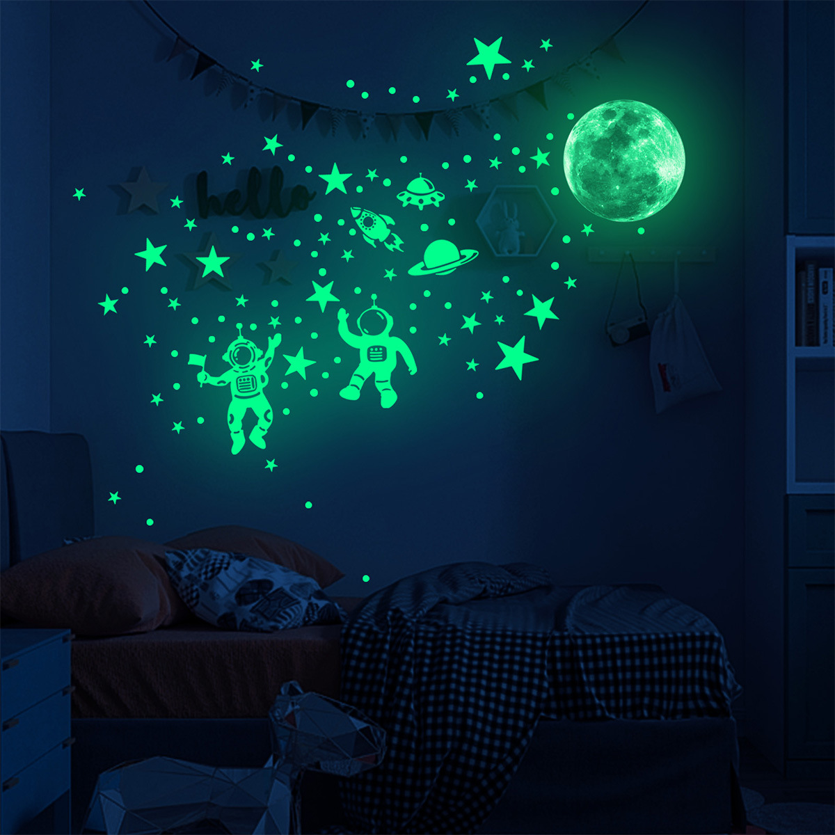 Stiker dinding bintang bulan b - Glow In Dark Stars ulasan dan harga
